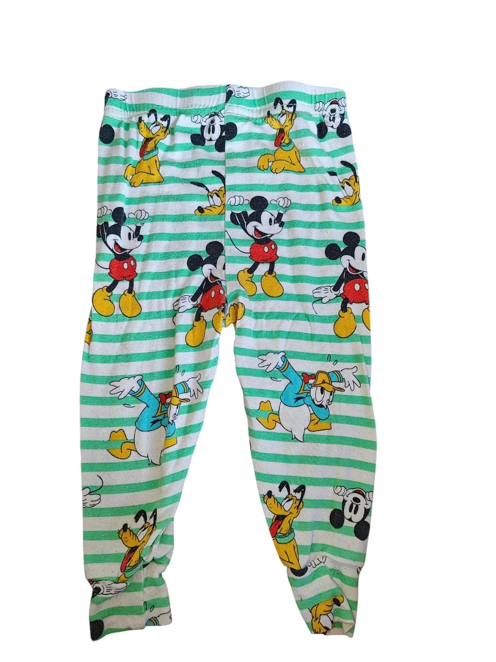 Disney Green & White Striped Pajama Set Bamboo Character Print 18M